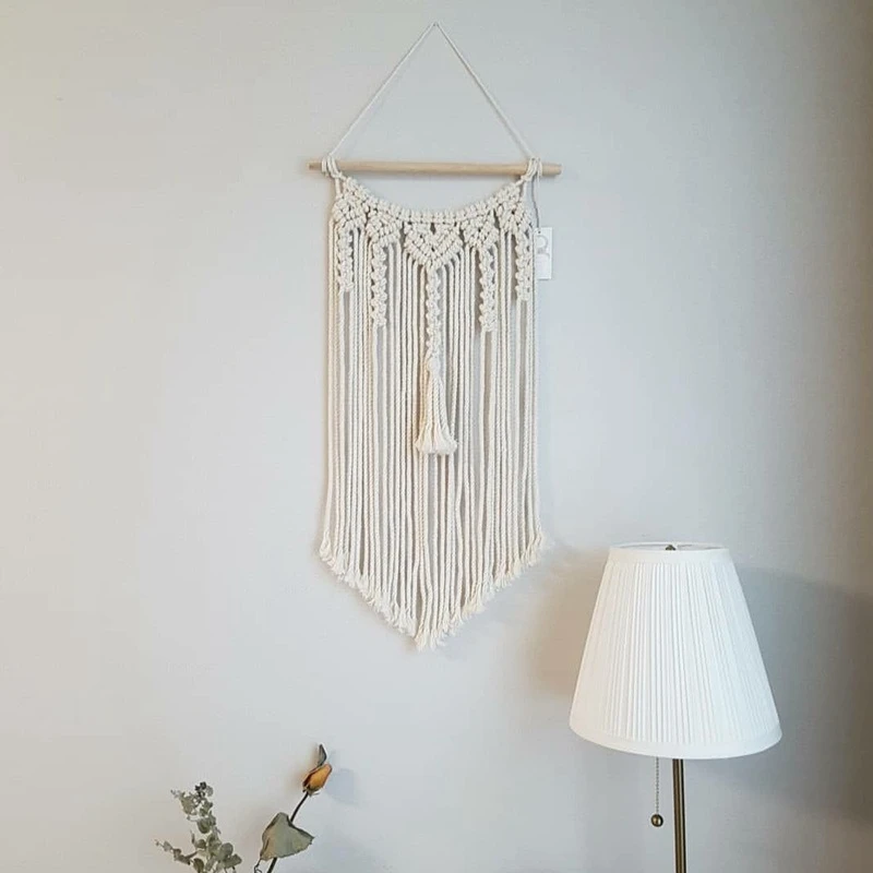 1 PC Artisanal Woven Creative Cotton Wall Tapestry Nordic Inspired Living Space and Bedroom Interior Decor Piece DIY Decoration