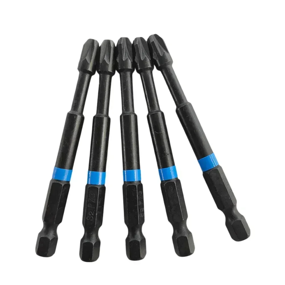 5pcs PZ1 PZ2 PZ3 Screwdriver Bits Magnetic Non-slip Waterproof Drill Bits 75mm Pozidriv Set 1/4\