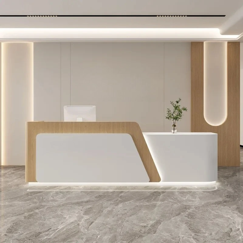 Wooden Reception Desk counter Bench Shelf Service Box Showcase Reception Desk Case Card Recepcion Mostrador Beauty Furniture