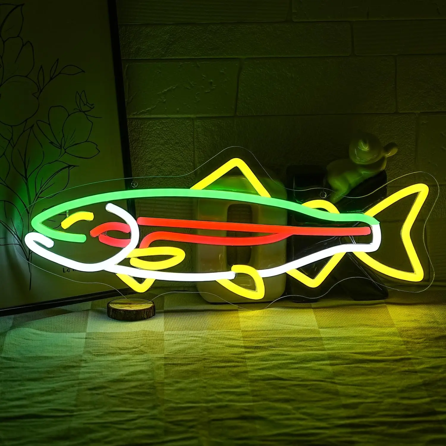 

Fish Neon Sign Trout Neon Signs Ocean Neon Light Dimmable LED for Man Cave Fishing Shop Bar Seafood Restaurant Game Room Decor