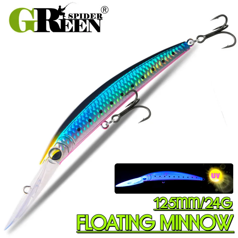 جرينسبيدر بيونيك العائمة أسماك الصيد إغراء باس التصيد الاصطناعي الطعم الثابت 12.5 سنتيمتر 24 جرام كرانكبيت Wobblers عيون ثلاثية الأبعاد #1