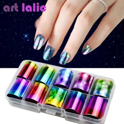 AB Color Holographic Nail Foil Set Diamond Starry Sky Transfer Stickers 10Pcs Transparent Manicure Art 25x60cm