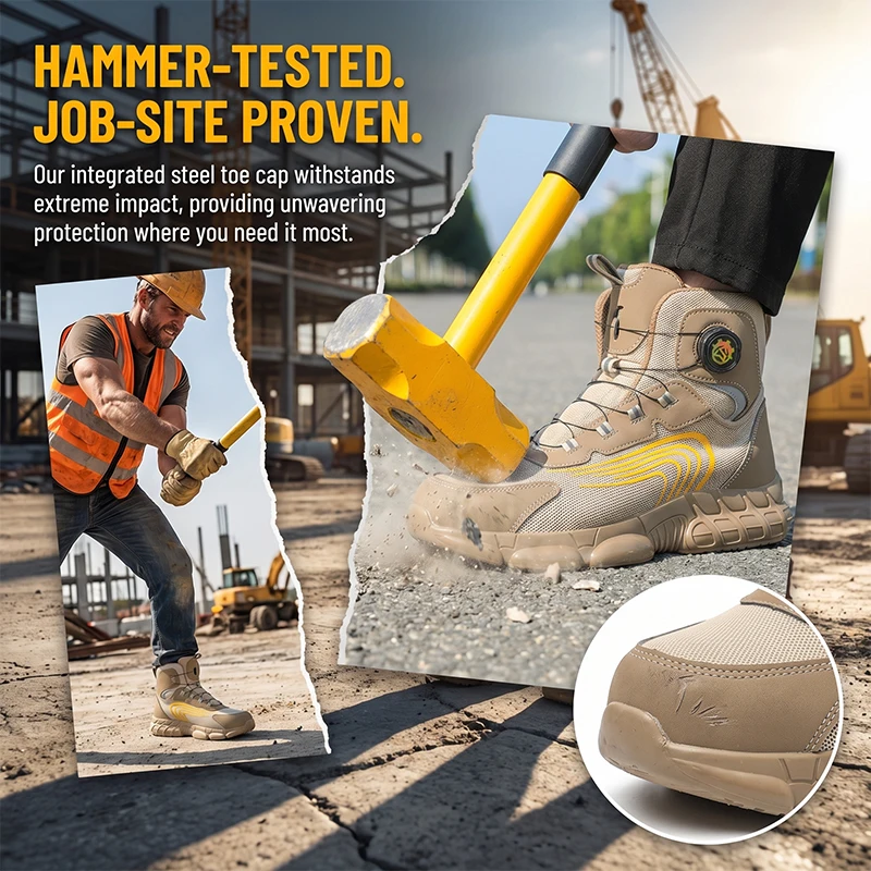 

Высокие защитные ботинки с кнопочной застежкой, устойчивые к ударам и проколам, рабочая обувь и обувь для защиты труда.