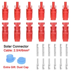 6/12/20/40/60 Pairs Solar Connector Red Color DC1000V 30A with Dust Cap Kit for PV Panel System Portable Setup Cable