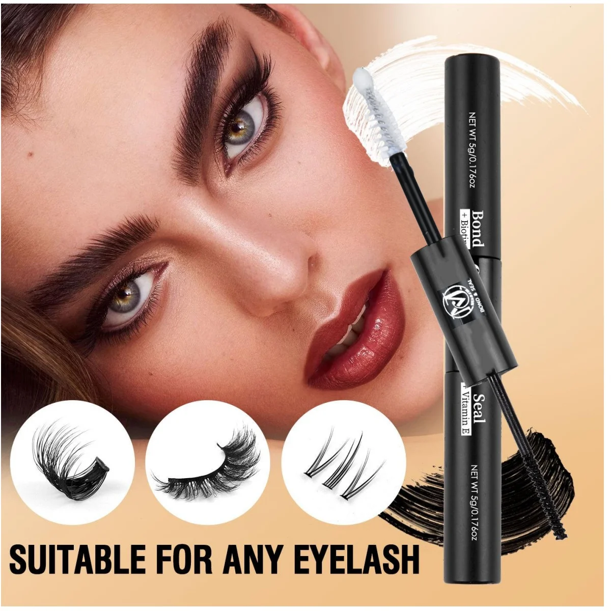 MIAOJIE Strip Eyelash Glue 10ml Bond and Seal Waterproof Quick Dry Adhesive Cluster Lash Glue Clear Eyelash Extensions
