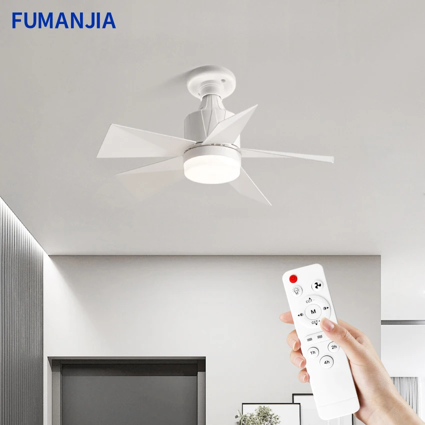 

FUMANJIA 12W LED + 10W Motor Socket Fan Light, 5-Blade Ceiling Fan with Light and Remote, E27 Socket Fan for Bedroom, Kitchen