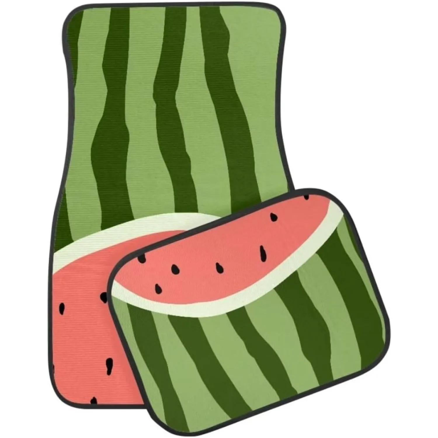 4pcs Watermelon Print Fruit Pattern Car Floor Mats Suitable For Cars SUVs Trucks, All Weather Front & Rear Automotive Floor Mats