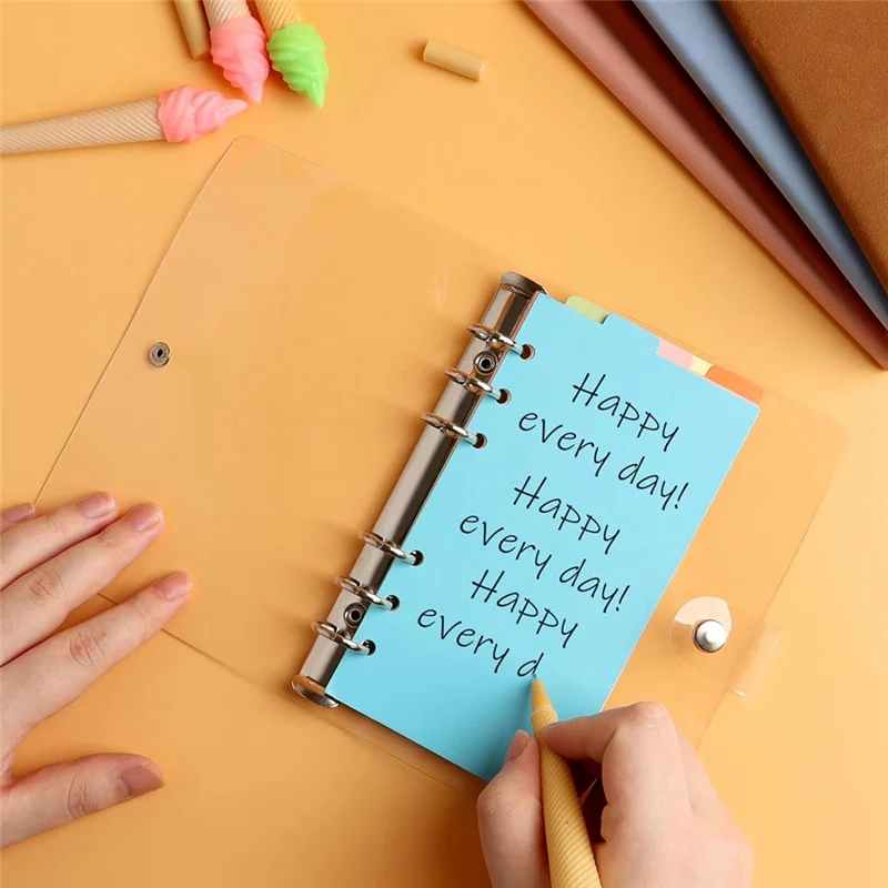 AEF7-3 Confezione A6 Trasparente Morbido PVC 6 Raccoglitore ad anelli Copertina trasparente Raccoglitore per notebook Raccoglitore A6 per notebook ricaricabile