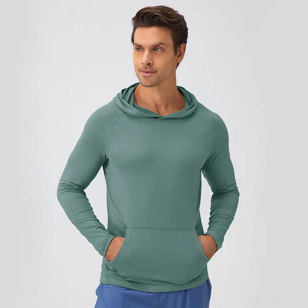 2024 Men's Autumn/Winter Sports Sweater Hooded Moisture Absorbing Quick Drying Fitness Top Slim Fit Running Training Long Sleeve