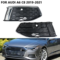 Car Front Bumper Fog Light Lamp Grille Cover For Audi A6 C8 2019 2020 2021 Auto Accessories Fogs Lamp Trim Frame