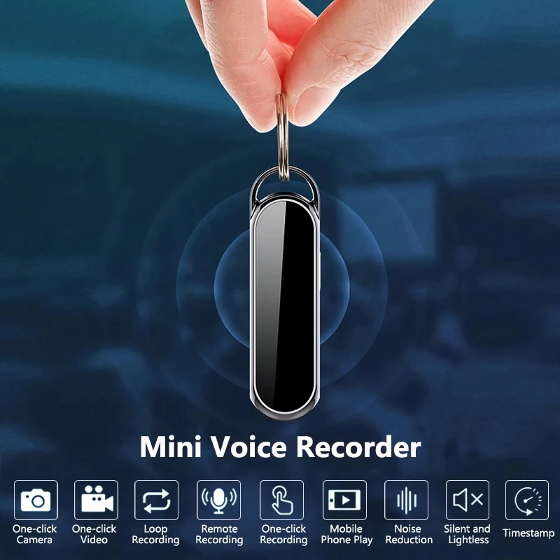 4-128GB Mini Digital Recorder Camera 256GB Keychain Voice Recorders One-click Recording/Video HD Noise Reduction Dictaphone