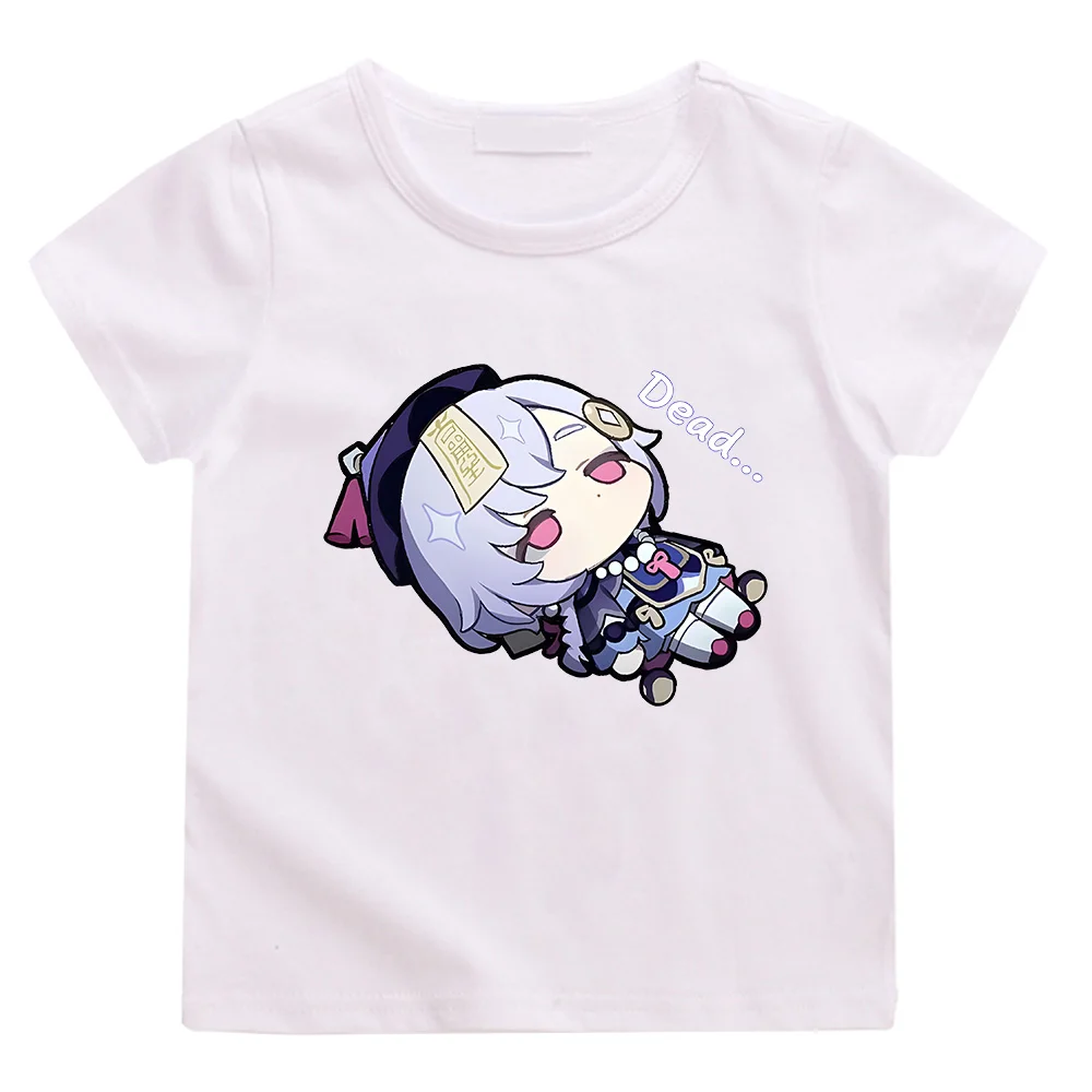 Genshin Impact t shirt kids Chibi Childe Classic T-Shirts for girls Casual boys Graphic tee Korea Style summer Tops 100% cotton