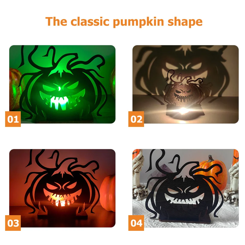 

2Pcs Halloween Pumpkin Holder Wood Tealight Stand Stable Home Decoration Restaurant Hotel Scary Atmosphere
