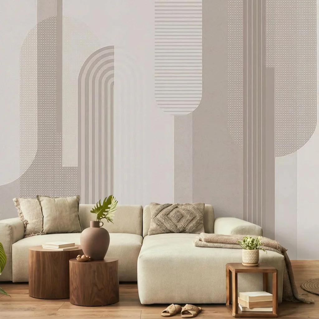 Clever combination of abstract geometric stripes, background wall for living room and bedroom, self-adhesive material.