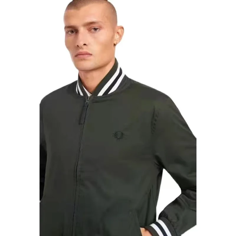 

Мужская повседневная деловая куртка-бомбер для осени и зимы, молодежная верхняя одежда с воротником-стойкой, ветрозащитная, с длинными рукавами, на молнии