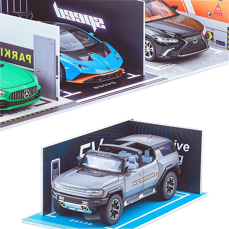Diorama 1 24 garagem para carro fundido pvc carros em miniatura espaço de estacionamento coleção decoração modelo de exibição kit para brinquedo automóvel