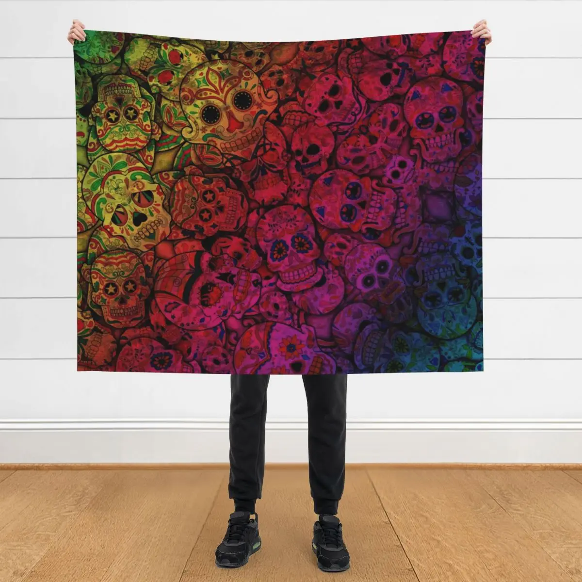 

Rainbow Sugar Skulls Throw Blanket Furrys halloween Blankets For Sofas Blankets