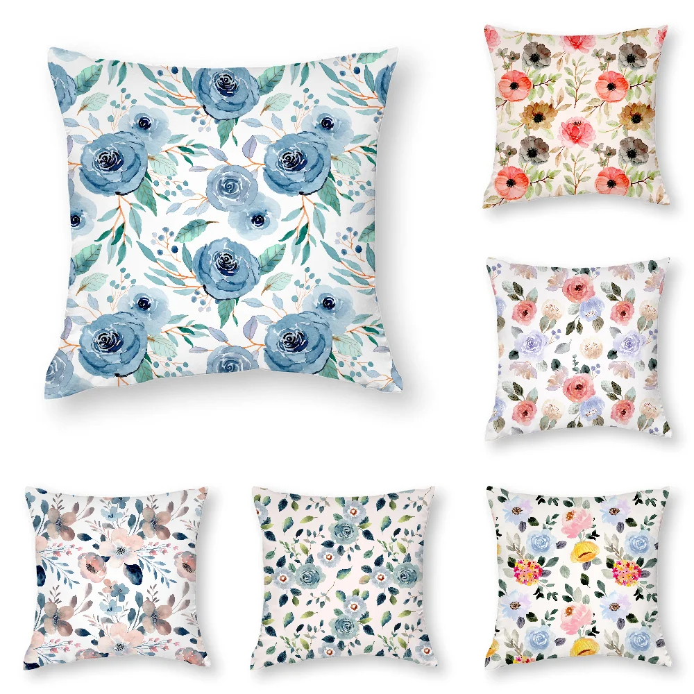 

Vintage Floral Watercolor Pillow Case 3D Print Polyester Fiber 45*45 cm Home Sofa Throw Pillow Cover Decoration Festival Gift