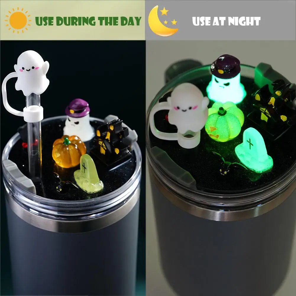 Halloween Straw Cap Mug Accessories For Ice Bars Large Bore Straw Cap Silicone Dust Cap Reusable Party Decoration N0J7