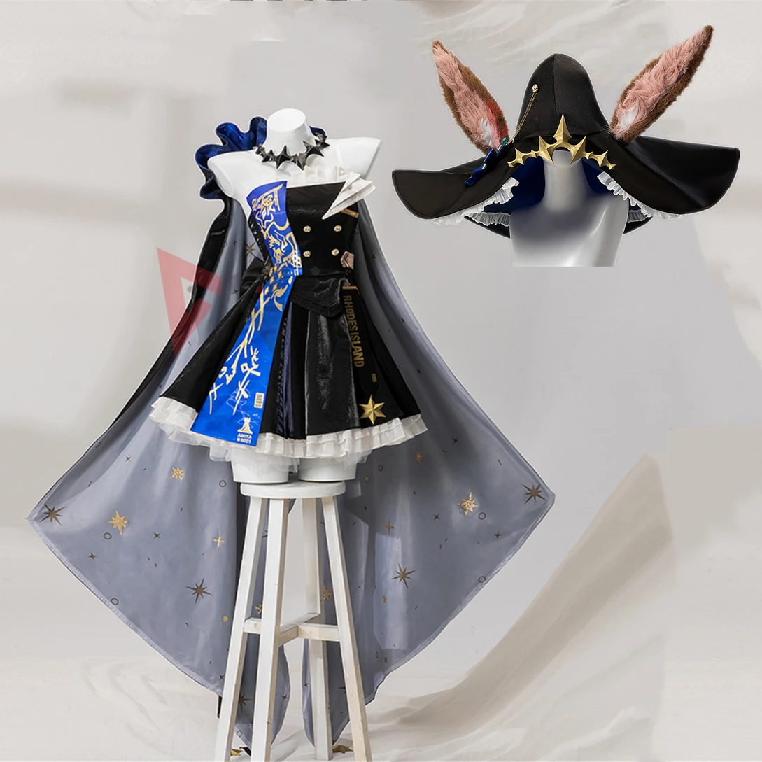 New Arknights AMBIENCE SYNESTHESIA  Amiya Cosplay Costume Dress Necklace Coat Hat Custom Made