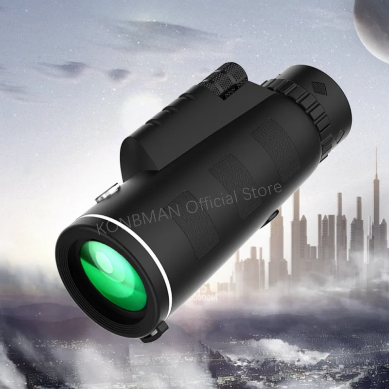 40X60 Monocular Telescope Powerful HD Zoom Low Night Vision Binocular Telescope with Smartphone Stand Hunting Camping