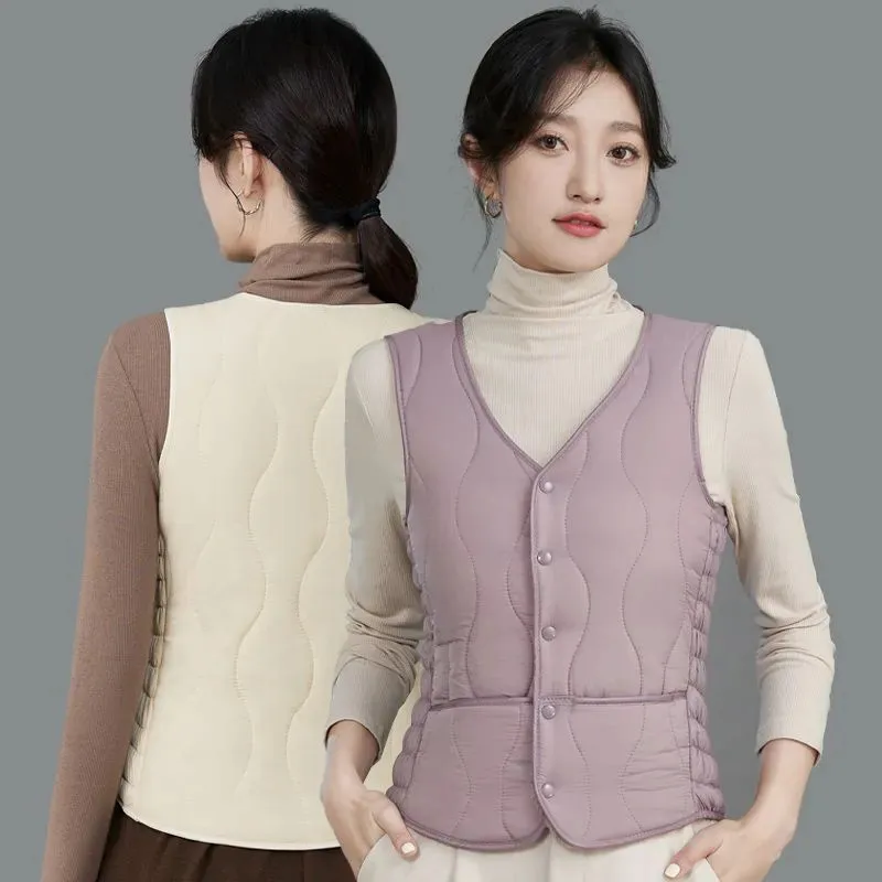 Fashion Short Velvet Thickened Cotton Vest For Women Autumn Winter Waistcoat New Korean Version Slim Warm Vest Jacket Female