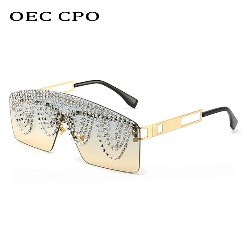 Diamonds One piece Sunglasses Women Goggle Oversized Luxury Rhinestone Sun Glasses Female UV400 Shades Shield Eyewear gafas sol