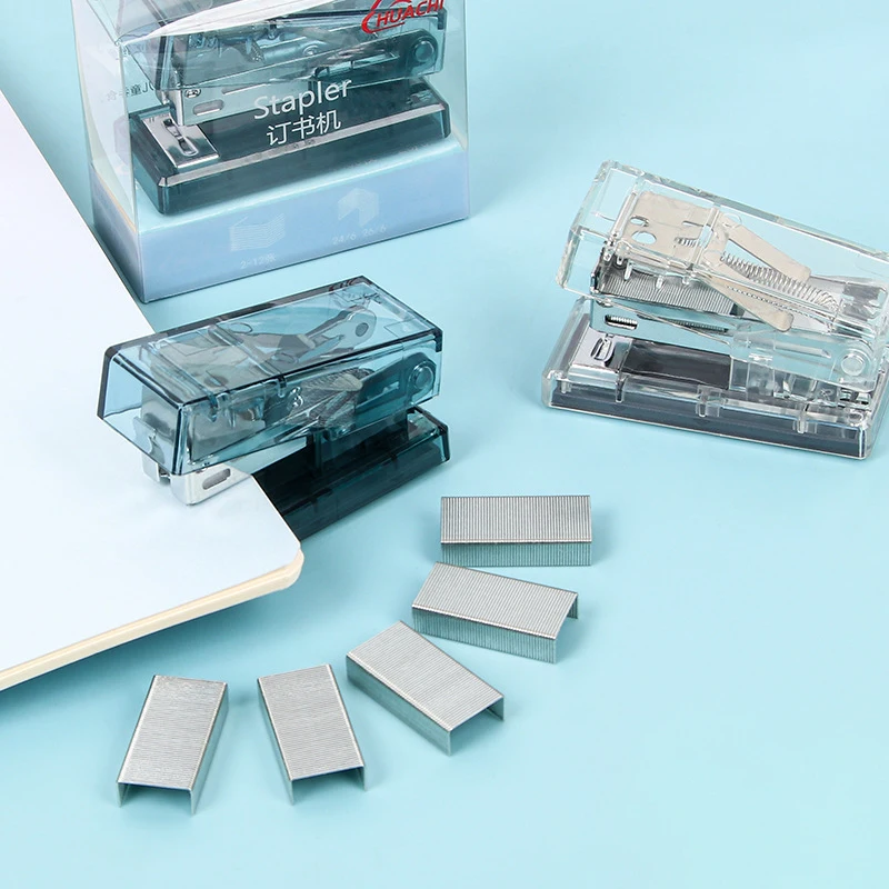 Transparent Mini Stapler Set Office Simple Stapler Student Stationery Data Arrangement Stapler Wholesale