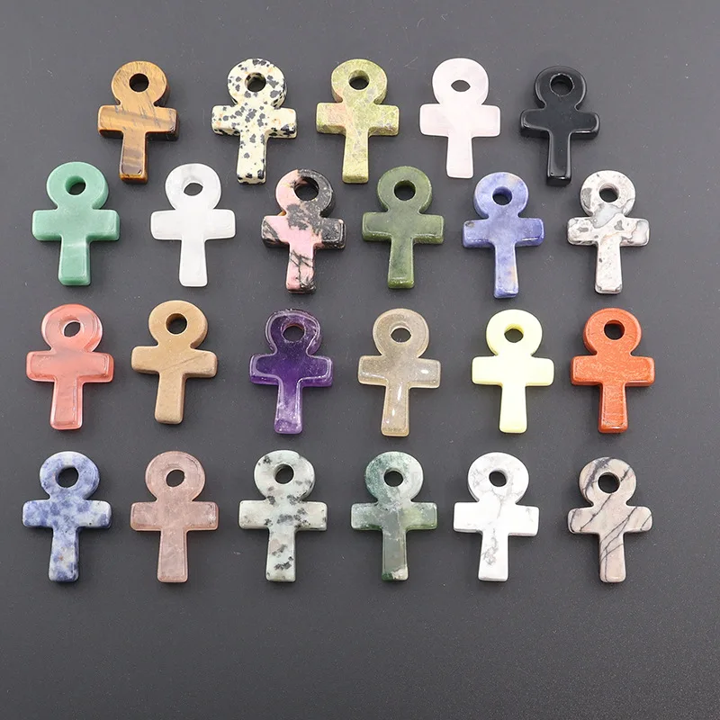 Dalmatin Spot Ankh Cross Pendant Life Symbol Natural Stone Charm DIY Necklace Accessories Jewelry Making Fast Ship - view 6