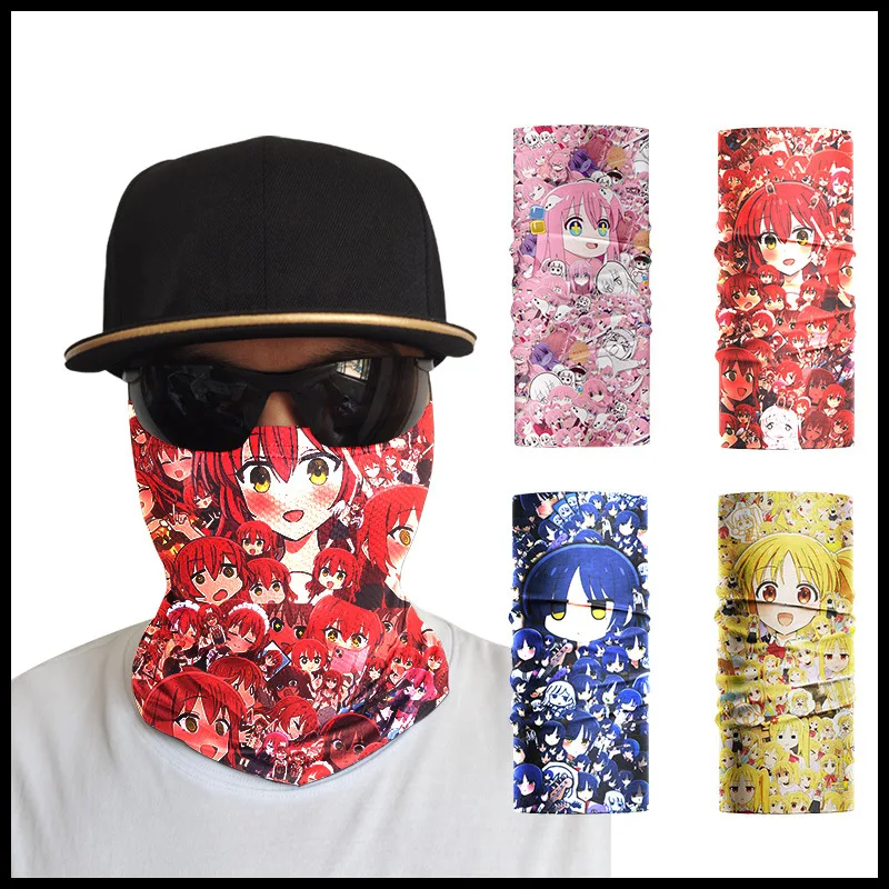 Bocchi The Rock Gothic Hitori Ice Silk Hiking Camping Neck Gaiter Face Mask Multi-functional Headband Scarf Bandana Balaclava