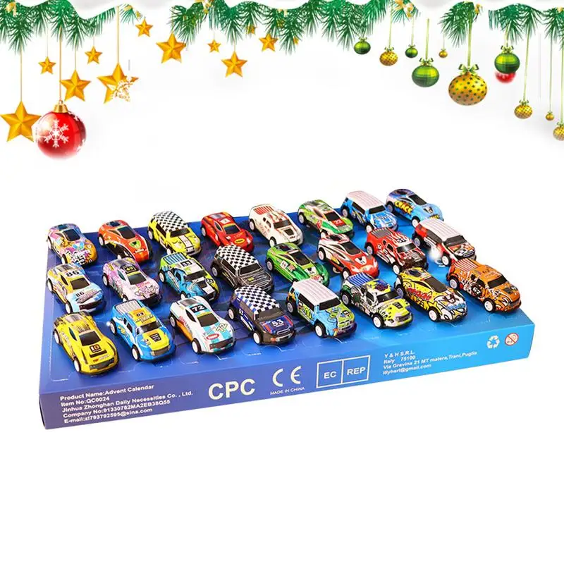 Vehicle Toys Set Advent Calendar Gift Box 24 Days Christmas Countdown Calendar Pull Back Car Toys Surprise Blind Box Kids Favors