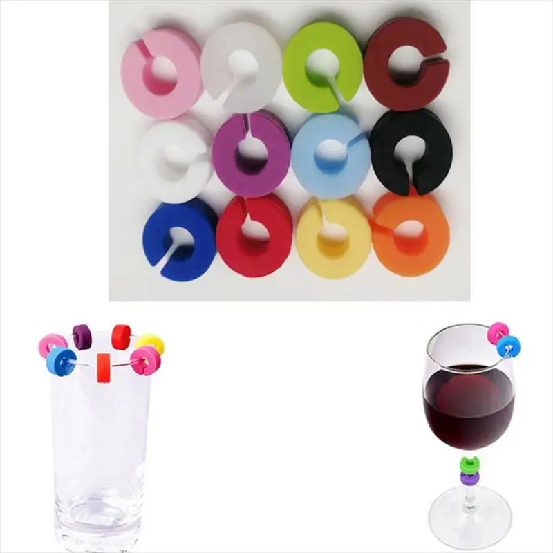 12 Pcs Food Grade Silicone Red Wine Cup Identification Device Glass Cup Logo Identifier Party Wine Stick Labeling Supplies