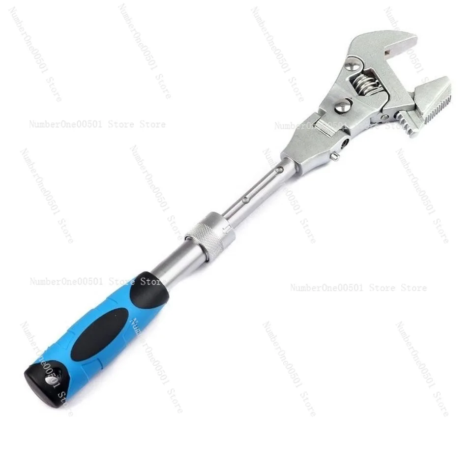 Universal Ratchet Adjustable Wrench Swivel Head Wide Opening Telescoping Folding for Plumbing Automotive Repair