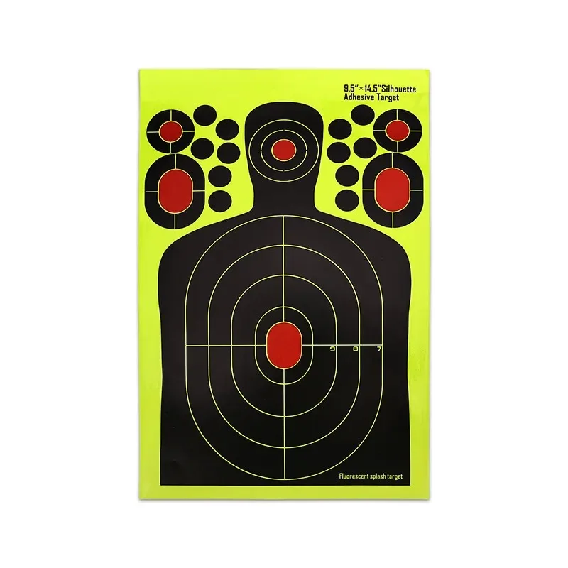 [9.5 * 14.5 Inch 25 * 37cm] Human Shaped Shooting Target Fluorescent Sticker Hunting Training Splash Effect