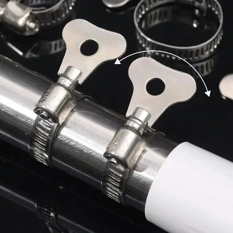 Abrazadera de manguera giratoria de acero inoxidable ajustable, Clip de tubo de conducción de gusano, banda de tornillo para grifo, abrazadera de tubo de combustible para coche, venta al por mayor, 50/10 Uds.