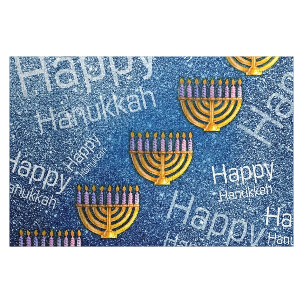 

Happy, Happy Hanukkah Pattern Jigsaw Puzzle Custom Wood Baby Wooden Toys For Children Photo Personalized Gifts Puzzle
