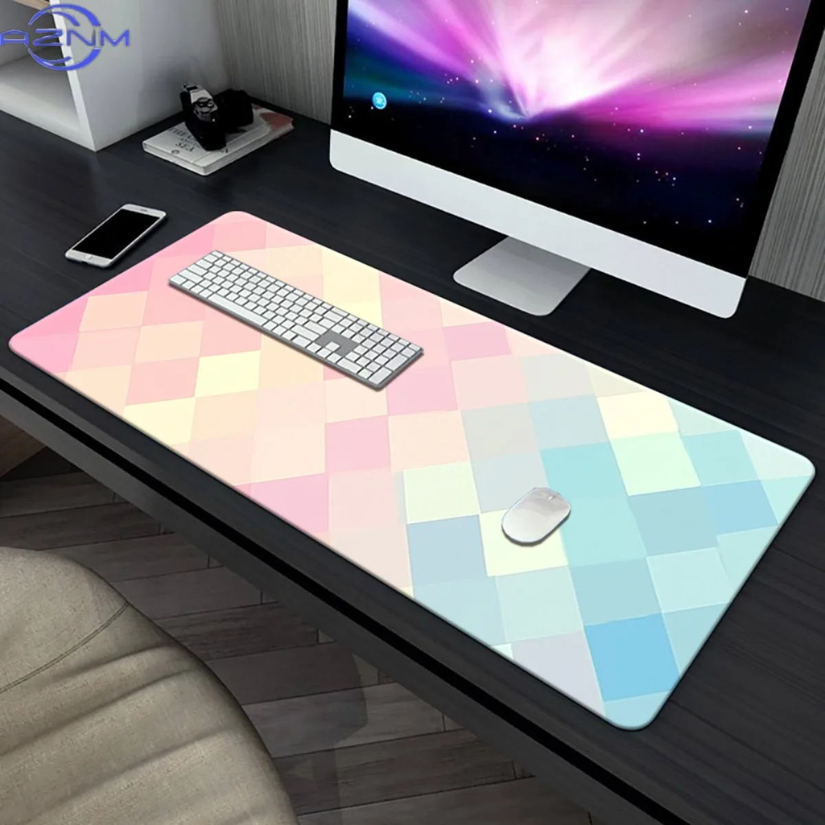 Soft large mouse pad, non-slip rubber base. Durable, smooth for gaming/office. Custom pattern available, easy to clean