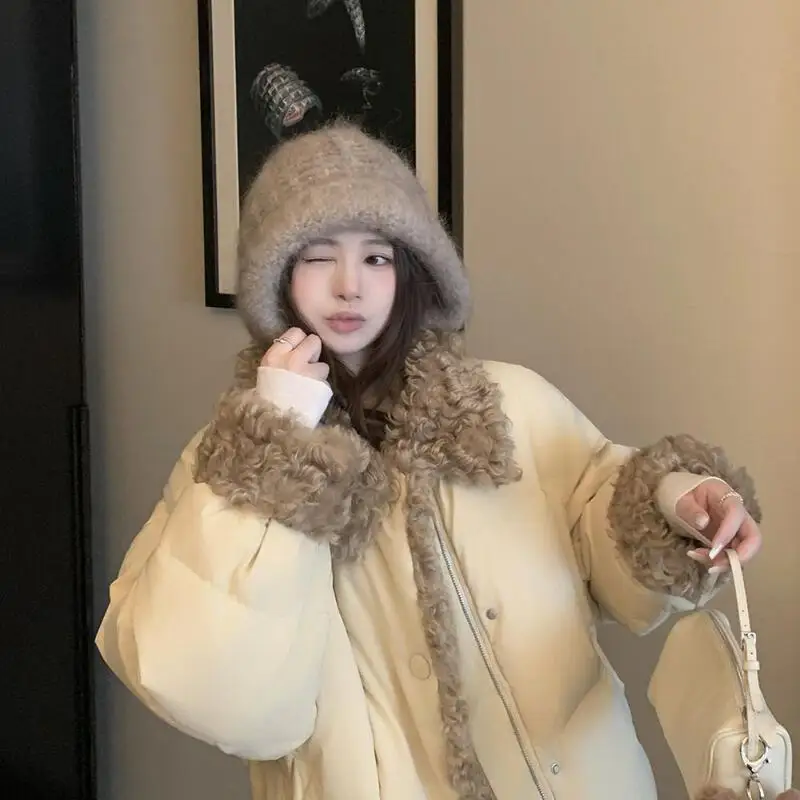 Gewatteerde damesjas Outdoor Dagelijks gebruik Koreaanse retro bontkraag Gesplitst katoenen jas voor dames Winter Nieuwe stijl Los dik