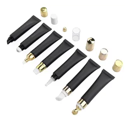 15/20ml Frosted Black Cosmetics Soft Hose Lipstick Tube Packaging Eye Cream Essence Lotion Roll Empty Bottle Packaging Material