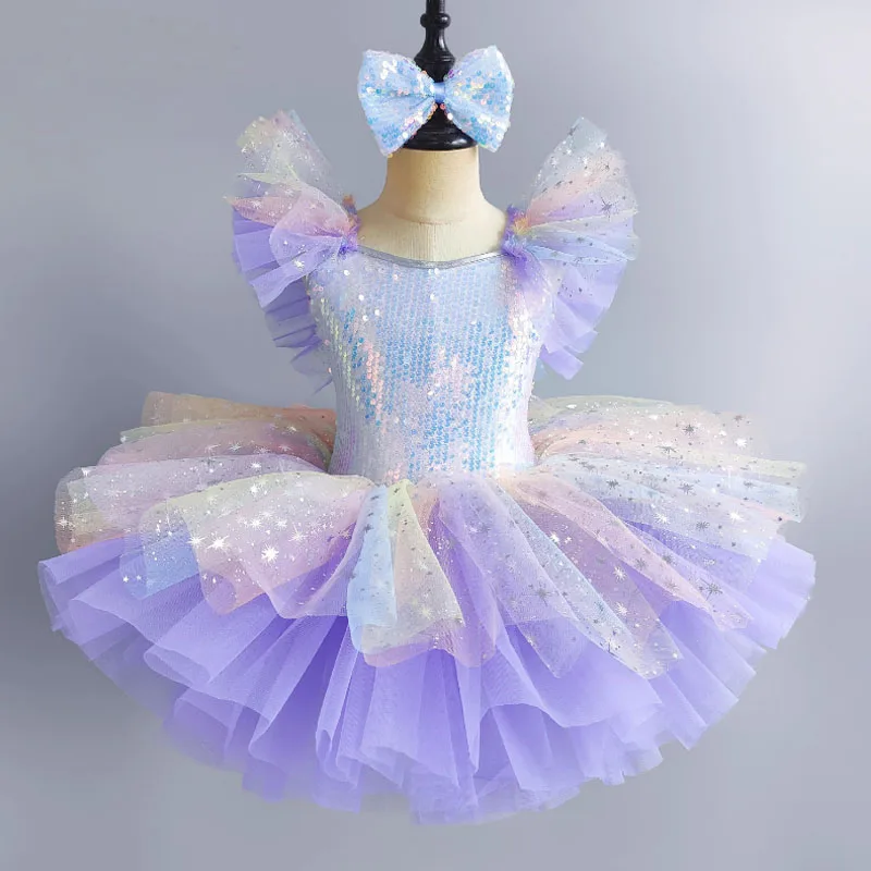 Kleinkind Pailletten Rosa Ballett Tutu Kleid Mädchen Jazz Dance Kostüme Kinder Ballerinas Tutu Outfits Kinder Ballsaal Tanz Kleidung