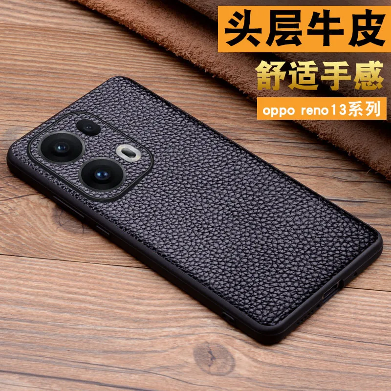 Wobiloo New Luxury Genuine Cow Stick Leather Magnetic Cover Mobile Phone Book Case For Oppo Reno 13 Reno13 Pro Cases Funda Cases