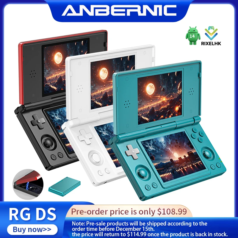 Image of Anbernic RG DS Handheld-Spielkonsole 4" IPS Dual-Bildschirm Android 4000mAh Klappbarer Videospiel-Player Unterstützt RixelHK WLAN-Streaming