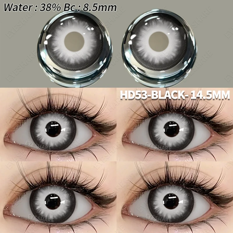 EYESHARE 2 Stück Cosplay farbige Kontaktlinsen Crazy White Kontaktlinsen Anime Black Eye Linsen Halloween Beauty Makeup Lens