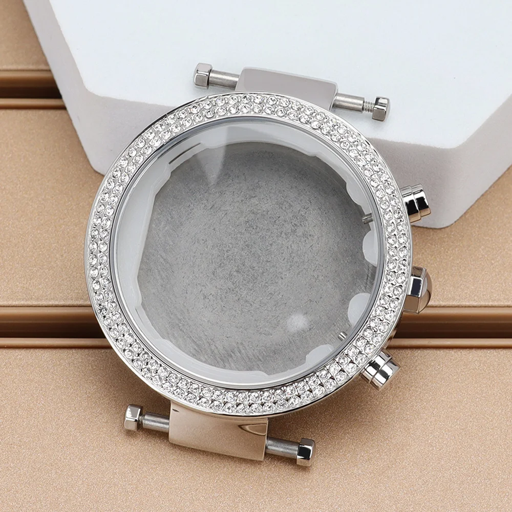 

Lady's 39.2mm Silver Modified Watch Case Solid Back For Miyota JS25 Quartz Movement 32mm-32.30mmDial Watch Accessories DIY Parts
