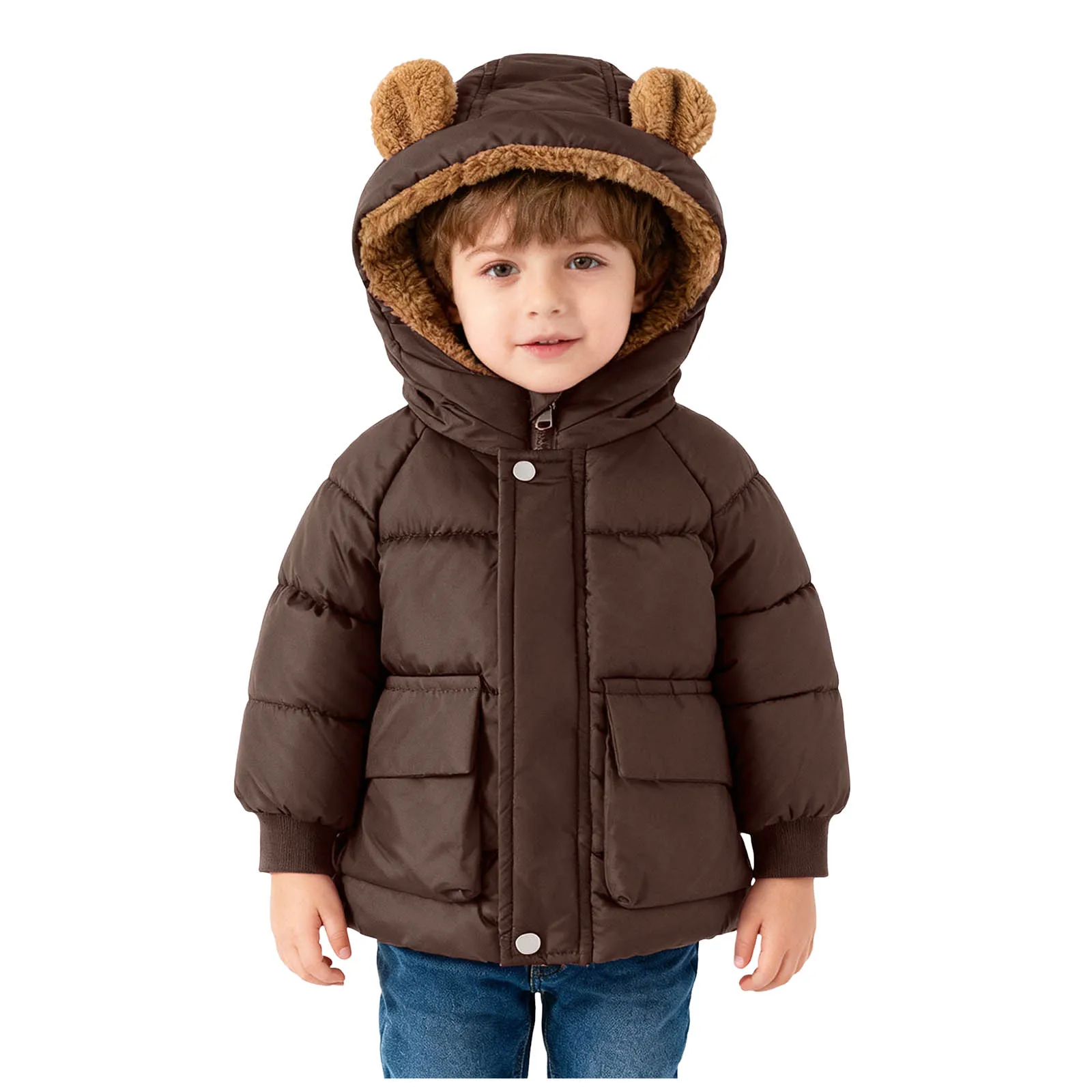 

Toddler Jackets for Boys Childrens Comfortable And Warm Jacket Boys Toddler Baby Boys Girls Fleece Hooded Jacket Coat with Ears