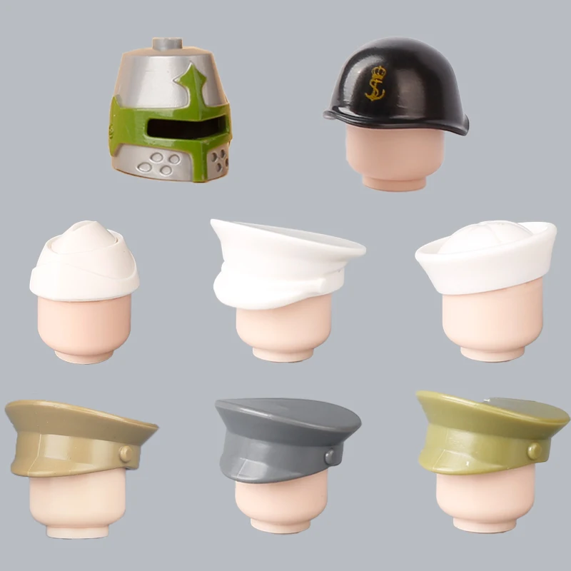 

MOC WW2 Military Italian Navy Soldiers Figures Hat Building Blocks Medieval Knight Helmet Sailor Accessory Bricks Kids Toys Gift