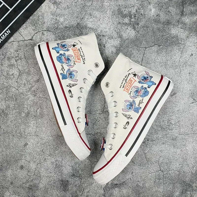 Disney Stitch brezentowe buty do pasów Kawaii Cartoon mały potwór wzór buty moda na co dzień sportowe niskie buty płócienne