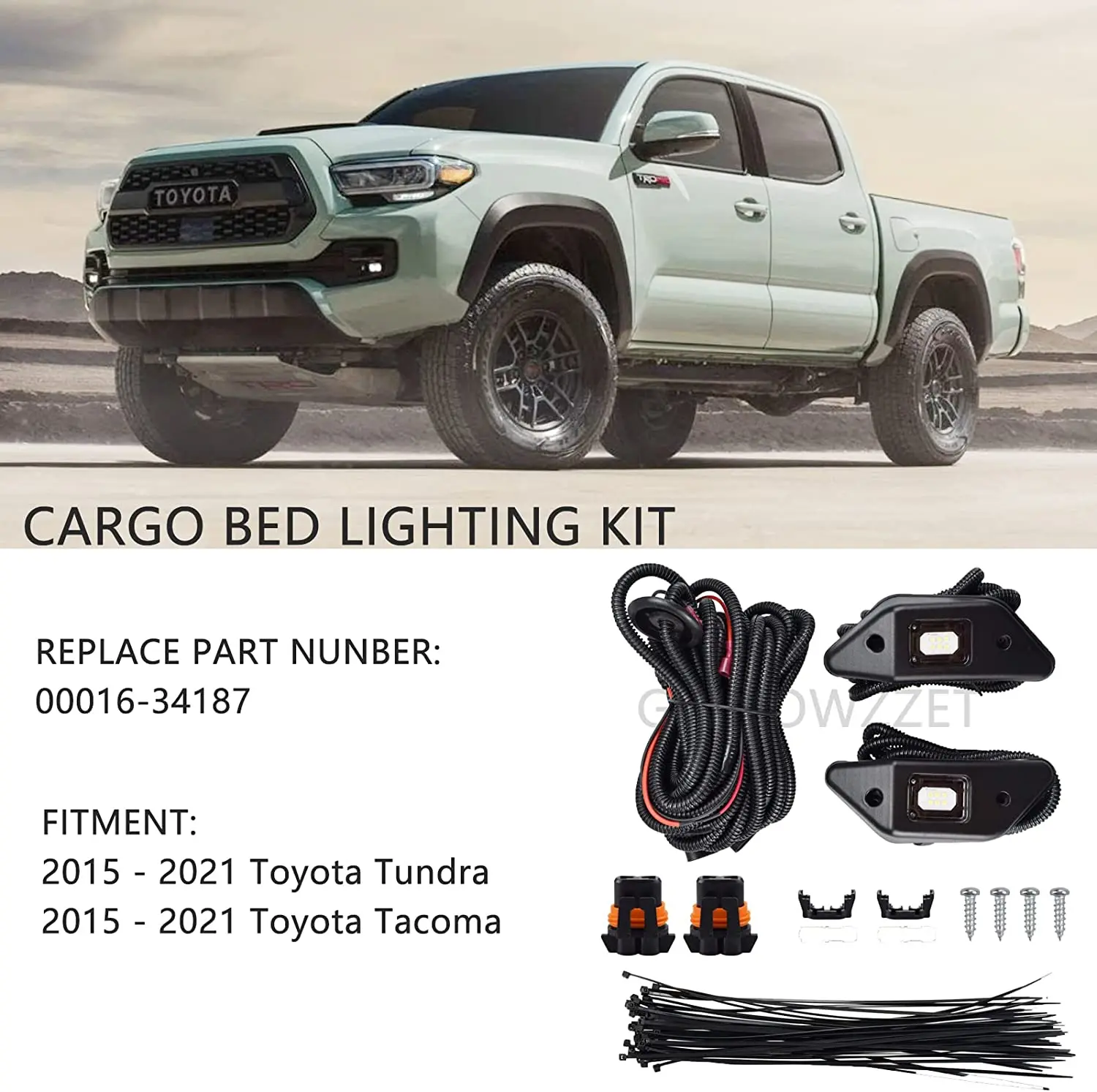 GWNOWZZET LED Cargo Bed Lighting Kit for Toyota Tundra Tacoma 2015-2021 Truck Pickup Includes Both Lights with Mounting Bezels a