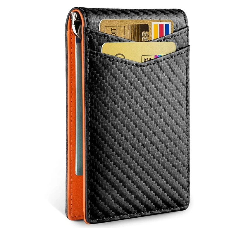 Rfid for Protection Men Wallets Money Clip Thin Card Holder Money Bag Luxury Male Small Short Purse Bifold Coin Wal