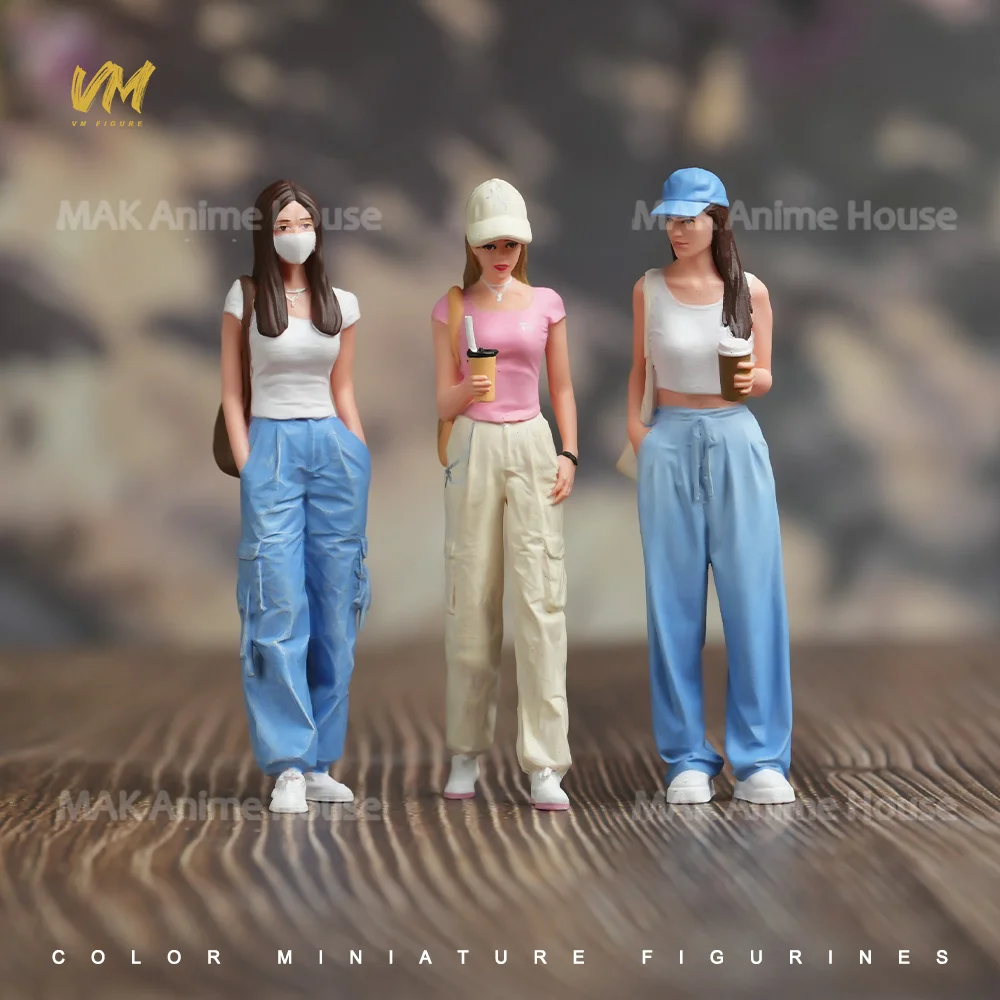 مطبوعة رائعة الوجه 1/24 1/18 حقيبة تسوق تحمل فتاة اللياقة البدنية الكلب المشي رجل الرئيس التنفيذي الشكل دمية نموذج المشهد لعبة الديكور